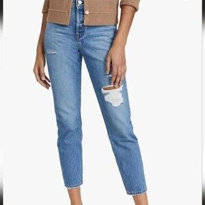 Levi's Women's Premium Wedgie Straight Fit Jeans Distressed Size 29 NWT